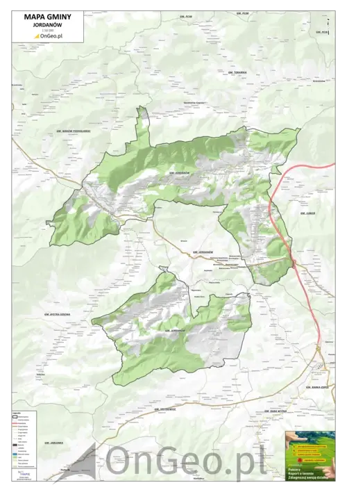 Mapa gminy Jordanów